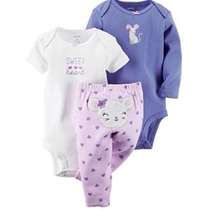 Carters 3pc Sweetheart Bodysuit and Pants Set